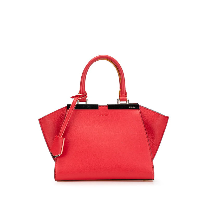 フェンディ プチ トロワジュール ハンドバッグ 8BH333 レッド レザー レディース FENDI 【中古】