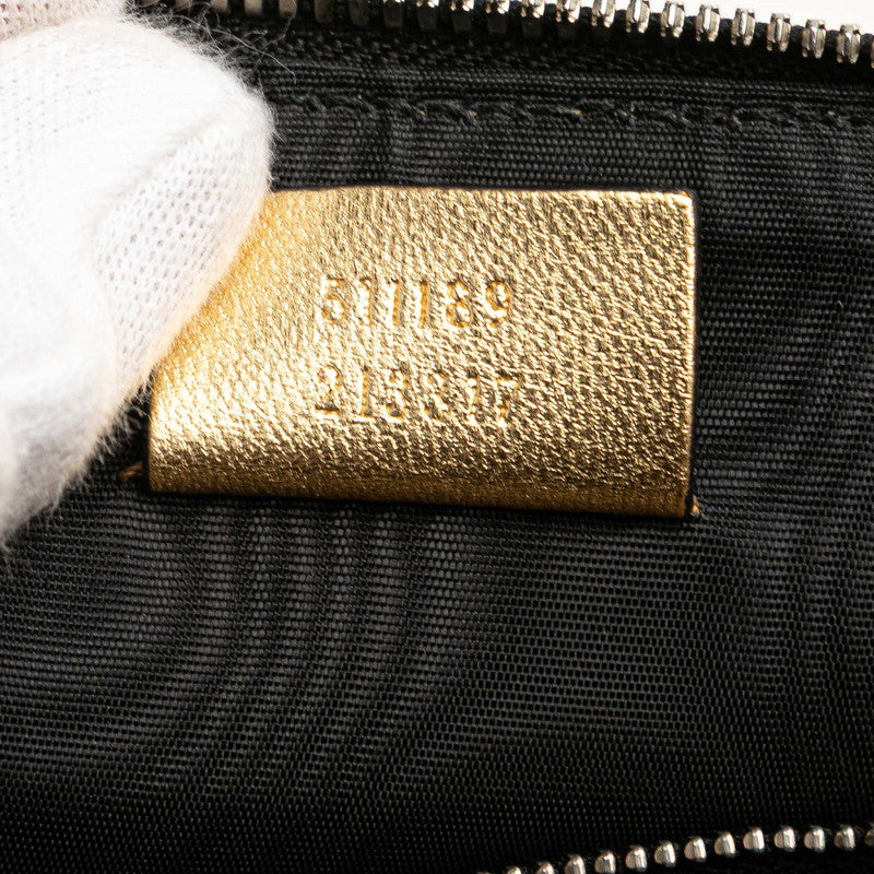 グッチ × SEGA GUCCY プリント ショルダーバッグ 511189 ゴールド ブラック レザー レディース GUCCI 【中古】