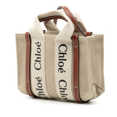 クロエ ウッディ ミニ ハンドバッグ ショルダーバッグ 2WAY ベージュ ブラウン キャンバス レザー レディース Chloe 【中古】