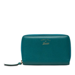 グッチ スウィング ラウンドファスナー 長財布 354497 ターコイズブルー レザー レディース GUCCI 中古
