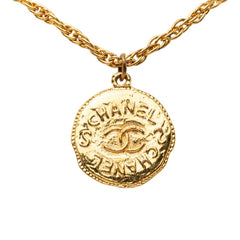 シャネル ココマーク コインモチーフ ヴィンテージ チェーン ネックレス ペンダント 93P ゴールド メッキ レディース CHANEL 中古