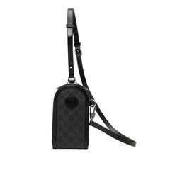 グッチ GGスプリーム 斜め掛け ショルダーバッグ 724357 ブラック PVC レザー レディース GUCCI 中古