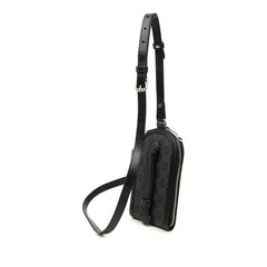 グッチ GGスプリーム 斜め掛け ショルダーバッグ 724357 ブラック PVC レザー レディース GUCCI 中古
