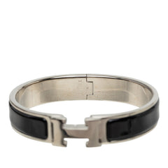 エルメス クリックH ブレスレット バングル シルバー ブラック メタル エナメル レディース HERMES 中古