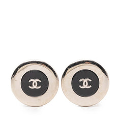 シャネル ココマーク ヴィンテージ ラウンド イヤリング 97A シルバー ブラック 黒 メタル カラーストーン レディース CHANEL 【中古】