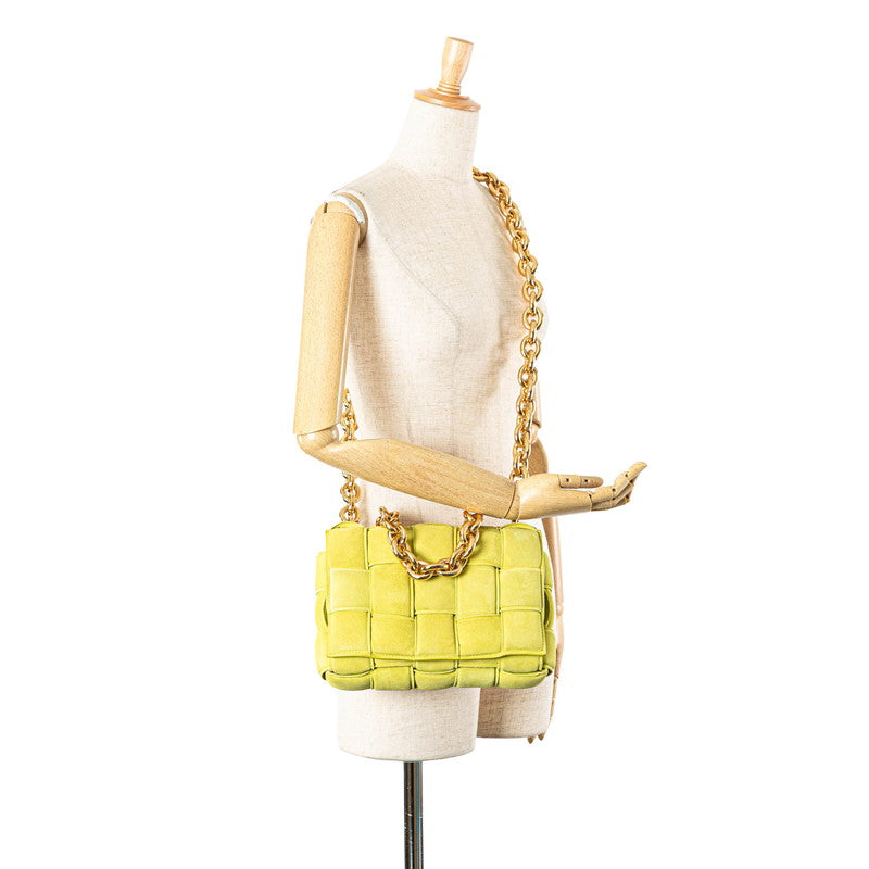 ボッテガヴェネタ カセット チェーン ショルダーバッグ グリーン スエード レディース BOTTEGAVENETA 【中古】