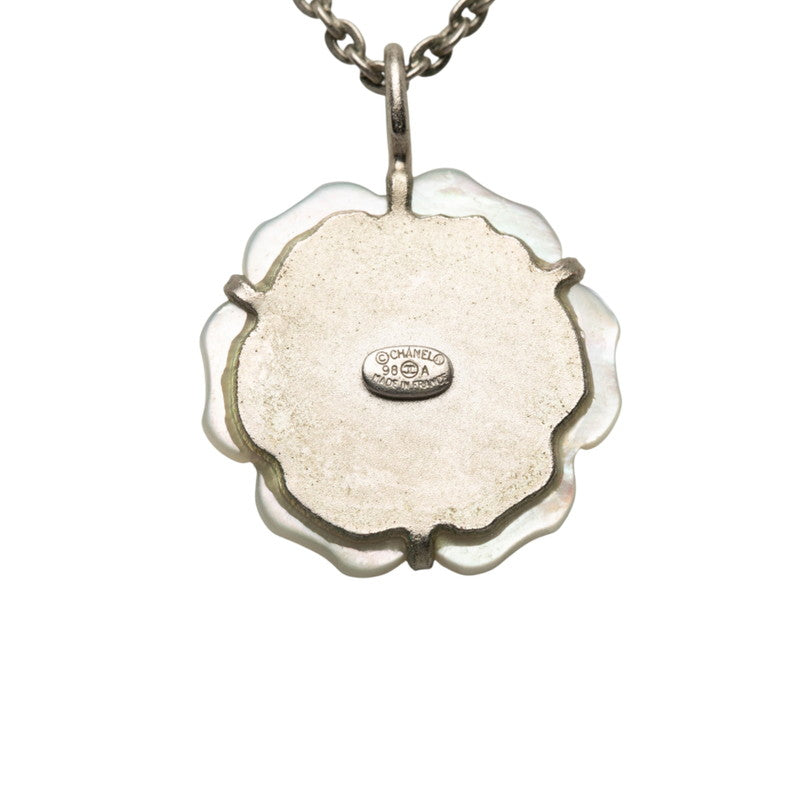 シャネル カメリア ココマーク ネックレス シルバー ホワイト メタル レディース CHANEL 【中古】