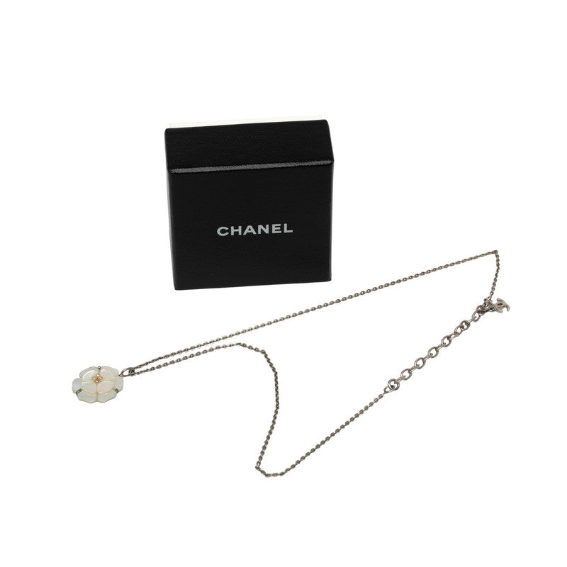シャネル カメリア ココマーク ネックレス シルバー ホワイト メタル レディース CHANEL 【中古】