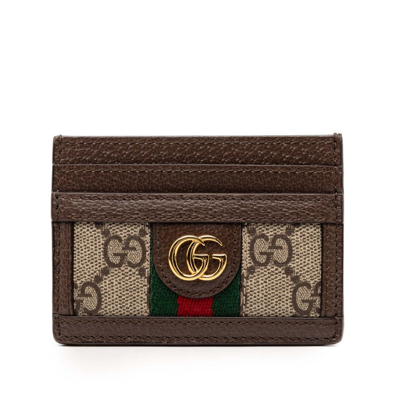 グッチ オフィディア GGスプリーム カードケース パスケース 523159 ブラウン マルチカラー PVC レザー レディース GUCCI 【中古】