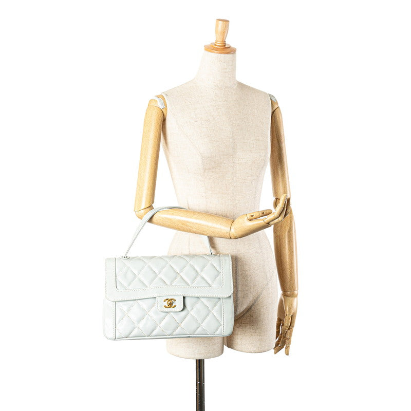 シャネル マトラッセ ワイルドステッチ ココマーク ハンドバッグ ブルー ラムスキン レディース CHANEL 【中古】