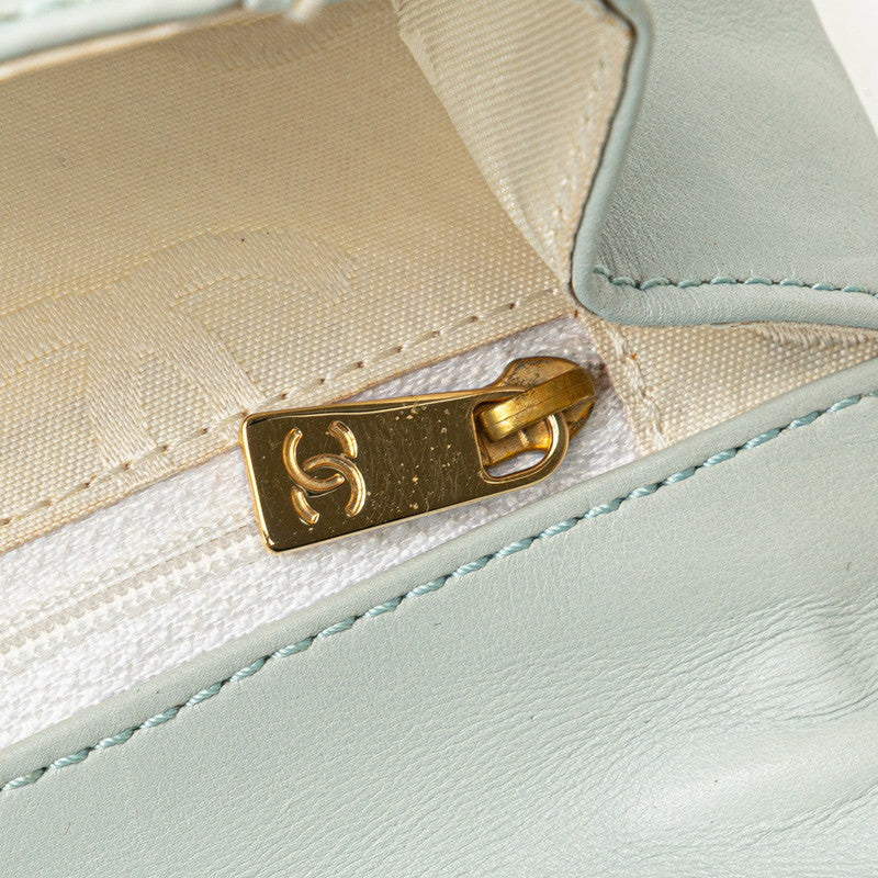 シャネル マトラッセ ワイルドステッチ ココマーク ハンドバッグ ブルー ラムスキン レディース CHANEL 【中古】