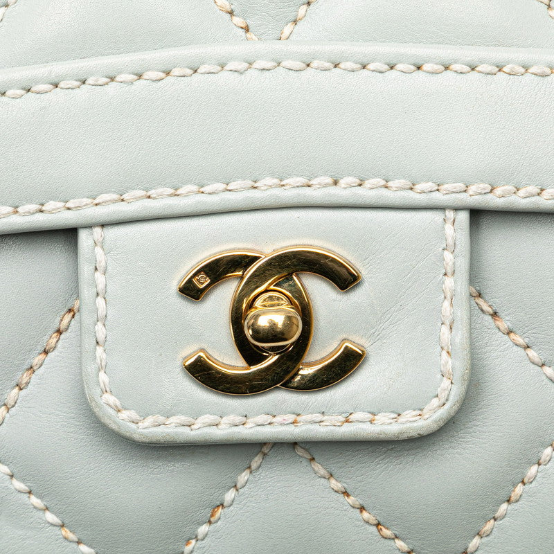 シャネル マトラッセ ワイルドステッチ ココマーク ハンドバッグ ブルー ラムスキン レディース CHANEL 【中古】