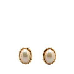 ディオール オーバル フェイクパール イヤリング ゴールド ホワイト メッキ レディース Dior 【中古】