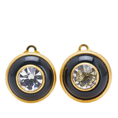 シャネル ラインストーン イヤリング ブラック ゴールド メッキ レディース CHANEL 【中古】