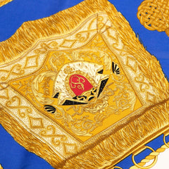 エルメス カレ90 Poste et Cavalerie サーベル飾り袋 スカーフ ホワイト ブルー マルチカラー シルク レディース HERMES 【中古】
