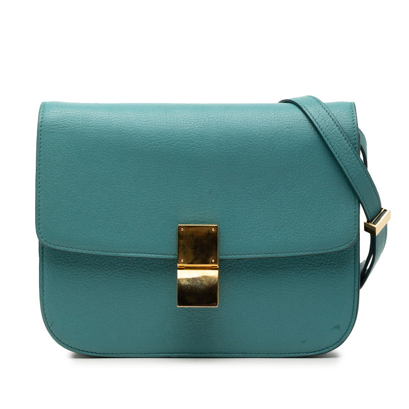 セリーヌ クラシックボックス ミディアム 斜め掛け ショルダーバッグ ライトブルー レザー レディース CELINE 【中古】