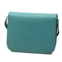 セリーヌ クラシックボックス ミディアム 斜め掛け ショルダーバッグ ライトブルー レザー レディース CELINE 【中古】