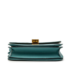 セリーヌ クラシックボックス ミディアム 斜め掛け ショルダーバッグ ライトブルー レザー レディース CELINE 【中古】