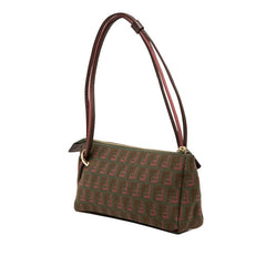フェンディ ズッキーノ ハンドバッグ ポーチ 8BR513 カーキグリーン ブラウン ピンク キャンバス レザー レディース FENDI 【中古】
