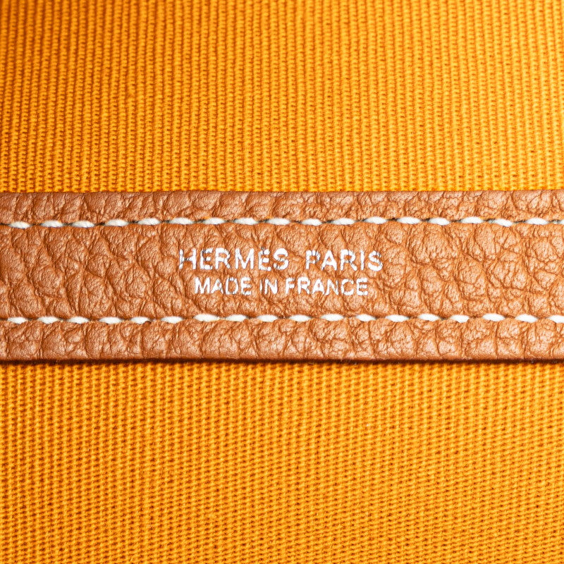 エルメス ガーデンパーティPM ハンドバッグ トートバッグ サフラン ゴールド ネゴンダ トワルオフィシエ レディース HERMES 【中古】