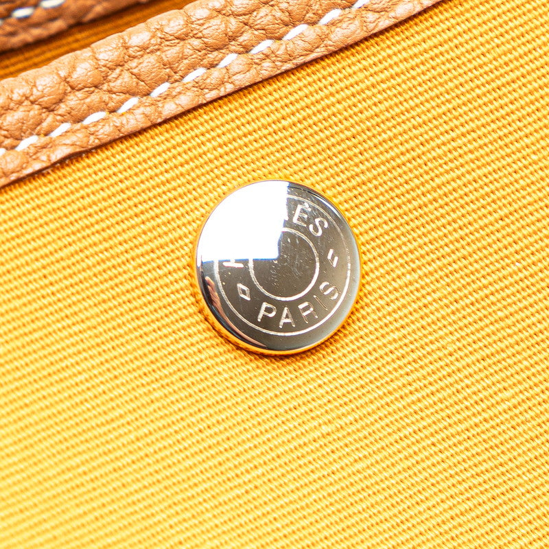 エルメス ガーデンパーティPM ハンドバッグ トートバッグ サフラン ゴールド ネゴンダ トワルオフィシエ レディース HERMES 【中古】