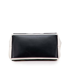 バレンシアガ ネイビーカバス S ハンドバッグ 339933 アイボリー ブラック キャンバス レザー レディース BALENCIAGA 【中古】