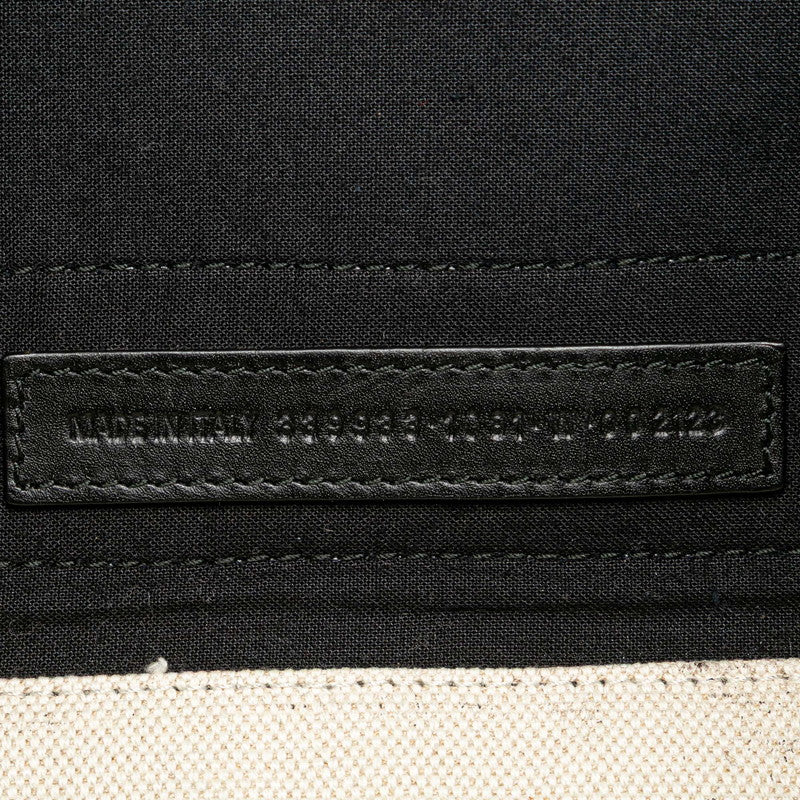 バレンシアガ ネイビーカバス S ハンドバッグ 339933 アイボリー ブラック キャンバス レザー レディース BALENCIAGA 【中古】