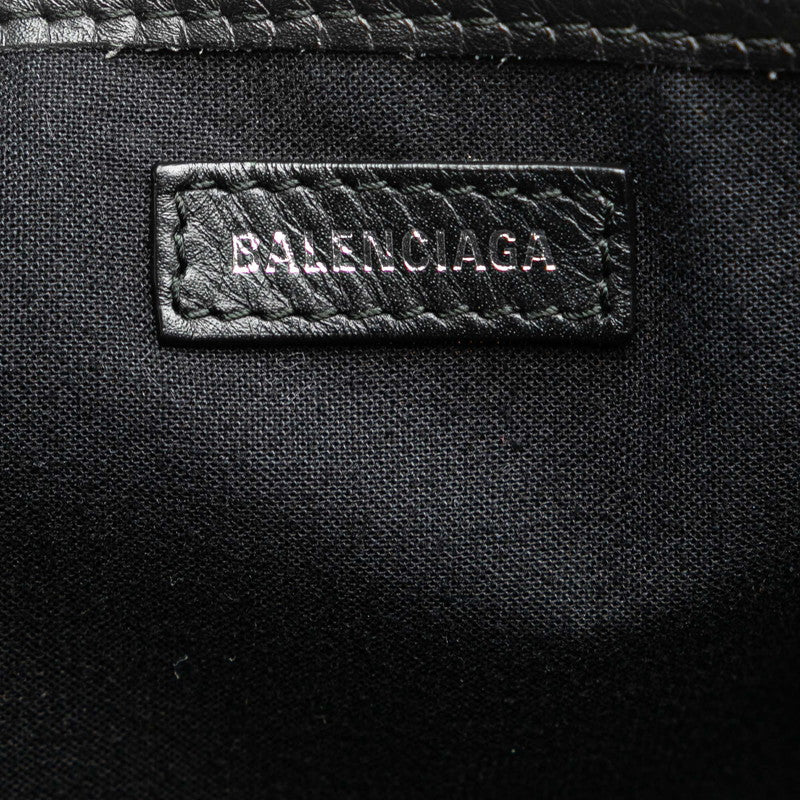 バレンシアガ ネイビーカバス S ハンドバッグ 339933 アイボリー ブラック キャンバス レザー レディース BALENCIAGA 【中古】