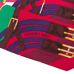 エルメス ツイリー Mors a Jouets 馬銜 スカーフ レッド系 マルチカラー シルク レディース HERMES 【中古】