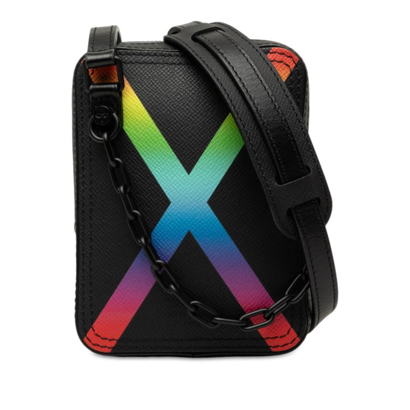 ルイ ヴィトン タイガ レインボー ダヌーブ メッセンジャー 斜め掛け ショルダーバッグ M30332 ブラック マルチカラー レザー レディース LOUIS VUITTON 中古