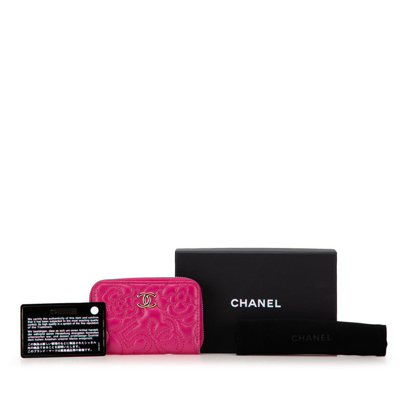 シャネル カメリア ココマーク No.5 コインケース カードケース 小銭入れ ピンク ラムスキン レディース CHANEL 【中古】