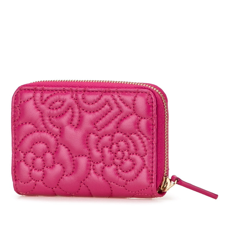 シャネル カメリア ココマーク No.5 コインケース カードケース 小銭入れ ピンク ラムスキン レディース CHANEL 【中古】