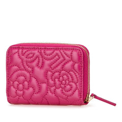 シャネル カメリア ココマーク No.5 コインケース カードケース 小銭入れ ピンク ラムスキン レディース CHANEL 【中古】