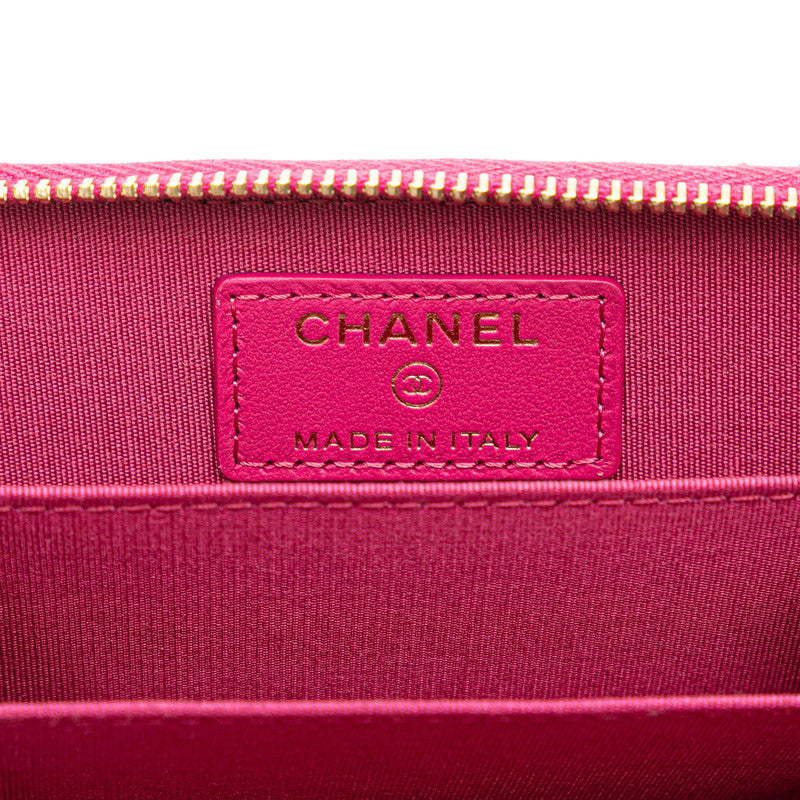 シャネル カメリア ココマーク No.5 コインケース カードケース 小銭入れ ピンク ラムスキン レディース CHANEL 【中古】