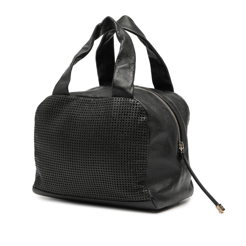 シャネル ココマーク メッシュ ハンドバッグ ミニボストンバッグ ブラック キャビアスキン レディース CHANEL 【中古】