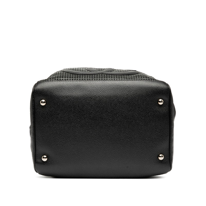 シャネル ココマーク メッシュ ハンドバッグ ミニボストンバッグ ブラック キャビアスキン レディース CHANEL 【中古】