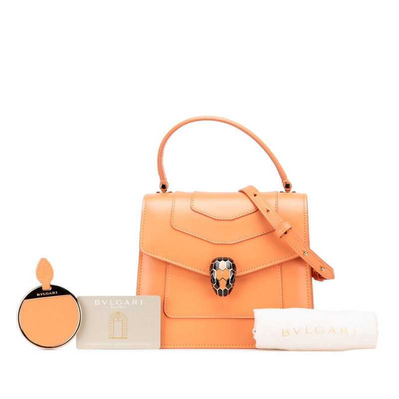 ブルガリ セルペンティ フォーエバー ハンドバッグ ショルダーバッグ 2WAY オレンジ レザー レディース BVLGARI 【中古】