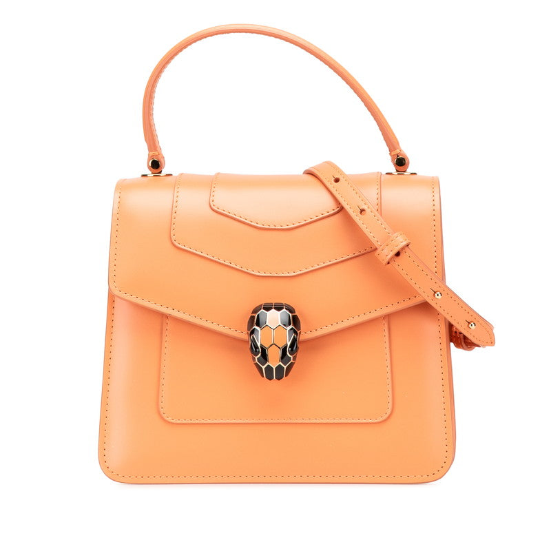 ブルガリ セルペンティ フォーエバー ハンドバッグ ショルダーバッグ 2WAY オレンジ レザー レディース BVLGARI 中古