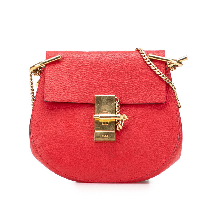 クロエ ドリュー 斜め掛け チェーン ショルダーバッグ レッド レザー レディース Chloe 【中古】