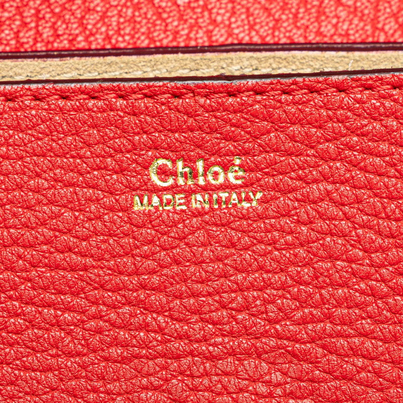 クロエ ドリュー 斜め掛け チェーン ショルダーバッグ レッド レザー レディース Chloe 【中古】