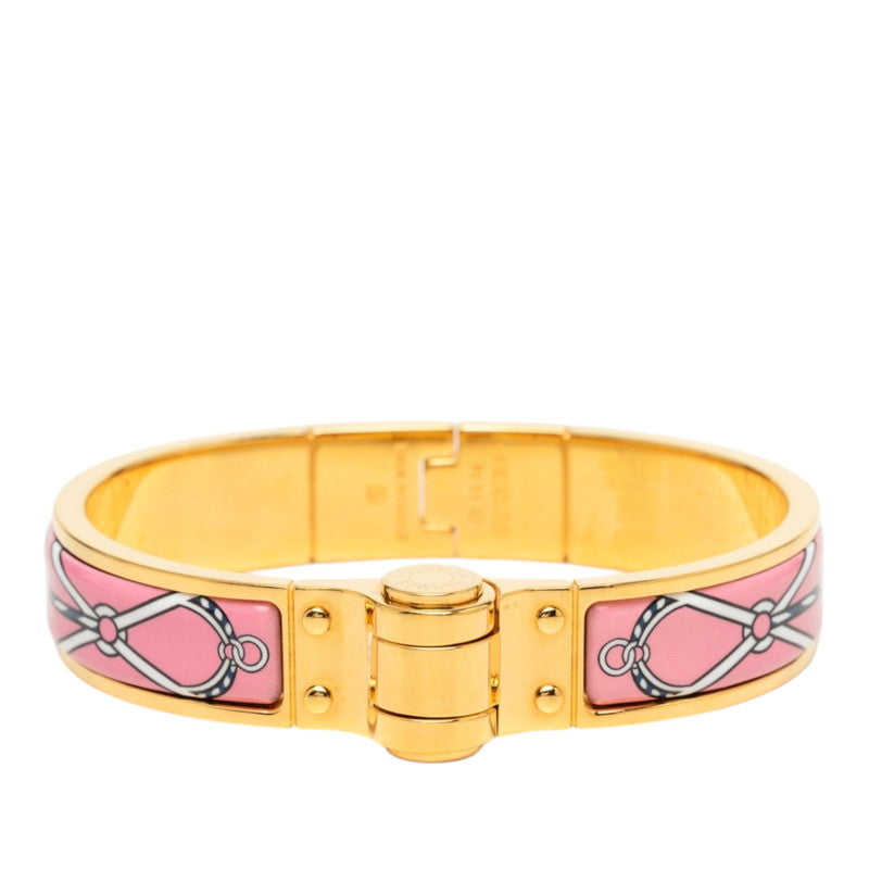 エルメス シャルニエールPM バングル ブレスレット ゴールド ピンク メッキ エナメル レディース HERMES 【中古】