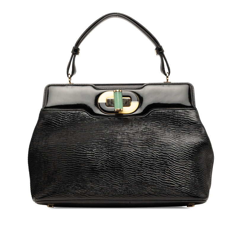 ブルガリ イザベラ ロッセリーニ ハンドバッグ ブラック レザー レディース BVLGARI 【中古】