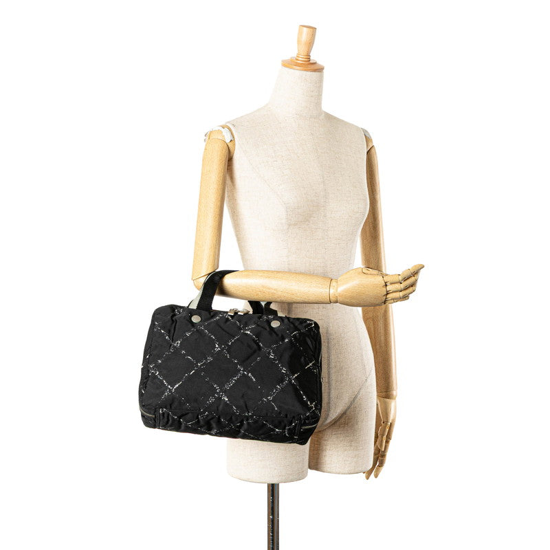 シャネル 旧トラベルライン ハンドバッグ ミニハンドバッグ ブラック ホワイト ナイロン レディース CHANEL 【中古】