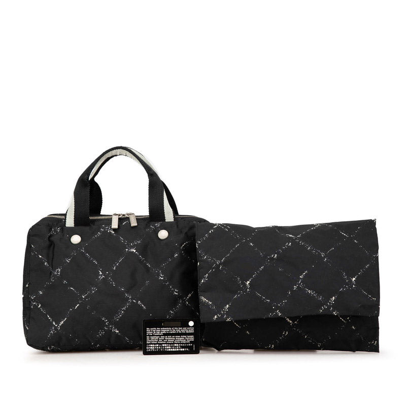 シャネル 旧トラベルライン ハンドバッグ ミニハンドバッグ ブラック ホワイト ナイロン レディース CHANEL 【中古】