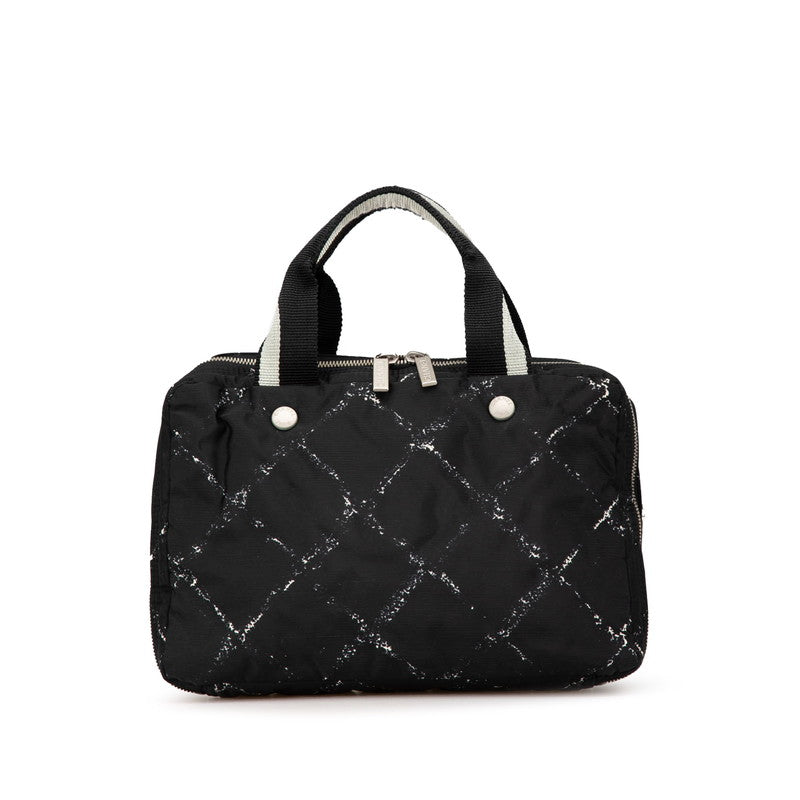 シャネル 旧トラベルライン ハンドバッグ ミニハンドバッグ ブラック ホワイト ナイロン レディース CHANEL 【中古】