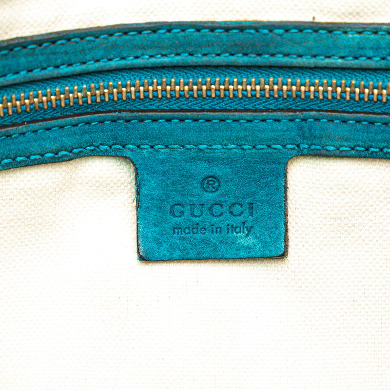 グッチ GGキャンバス ミニボストンバッグ ショルダーバッグ 2WAY 247205 ベージュ ブルー キャンバス レザー レディース GUCCI 【中古】