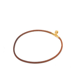 エルメス ドゥーブルケリー チョーカー ネックレス ブレスレット ゴールド ブラウン メッキ レザー レディース HERMES 【中古】