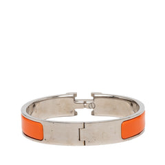 エルメス クリックH PM ブレスレット バングル シルバー オレンジ アイボリ メタル レディース HERMES 【中古】