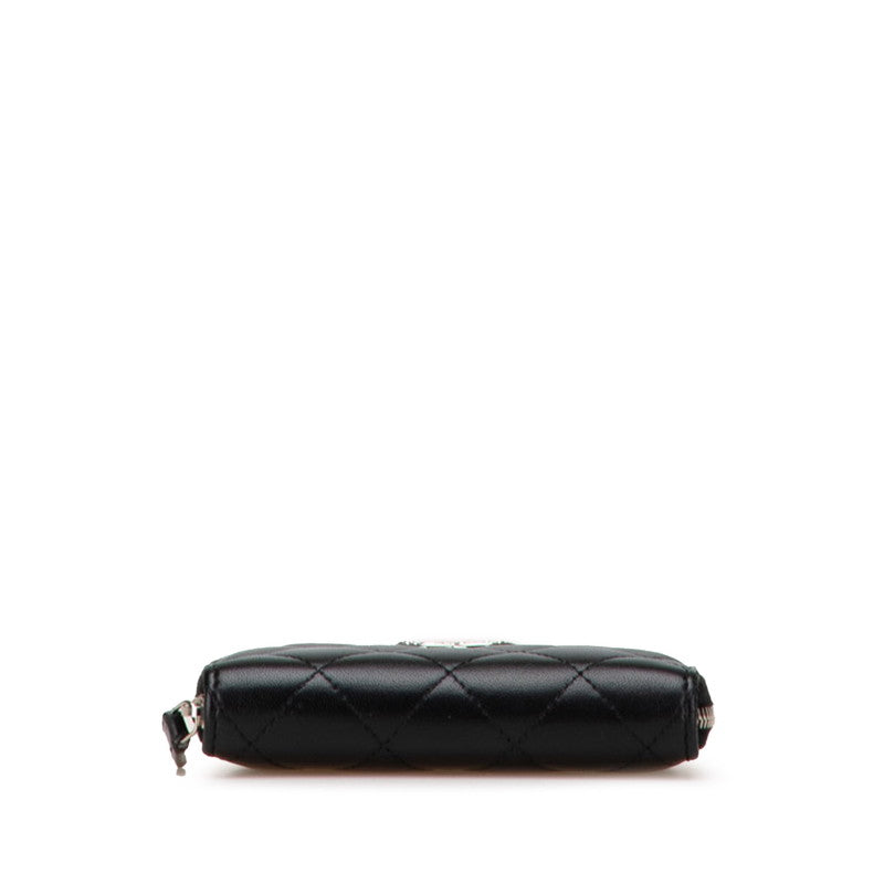 シャネル ココマーク ジップコインパース コインケース ブラック ラムスキン ラインストーン レディース CHANEL 【中古】