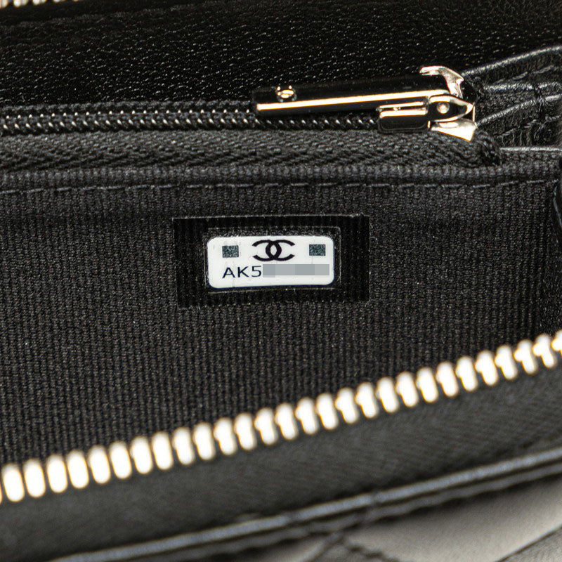 シャネル ココマーク ジップコインパース コインケース ブラック ラムスキン ラインストーン レディース CHANEL 【中古】